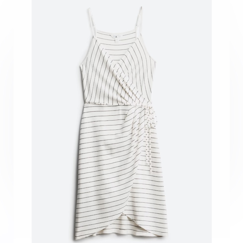 41 Hawthorn Black and White Striped wrap jersey dress